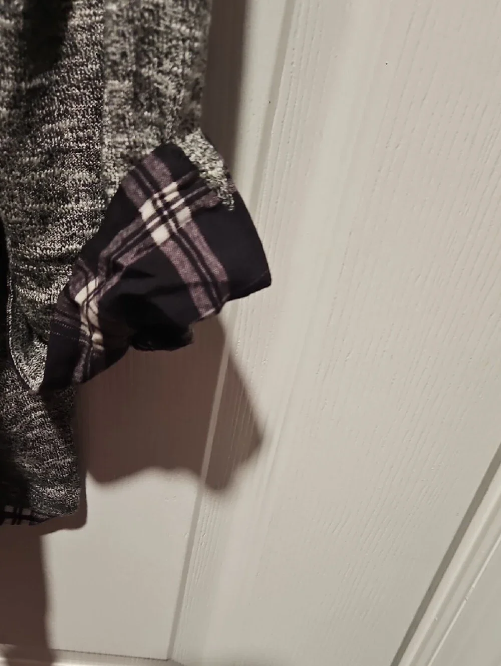 Catherines Gray Marled Long-Sleeve Tunic with Plaid Hem